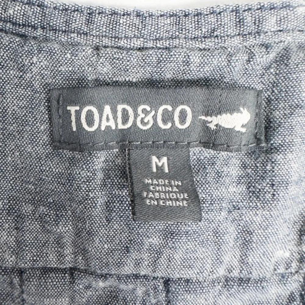 Toad & Co Tara Hemp Romper Medium V Neck Faux Wrap Blue Gray Minimalist‎ Granola